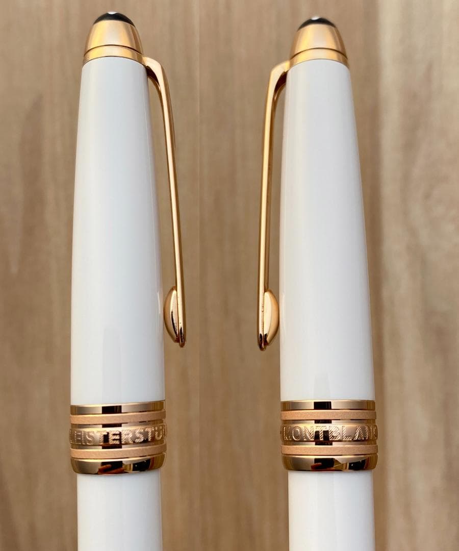 新品同様 モンブラン ホワイト ソリテール レッドゴールド ボールペン 箱付き