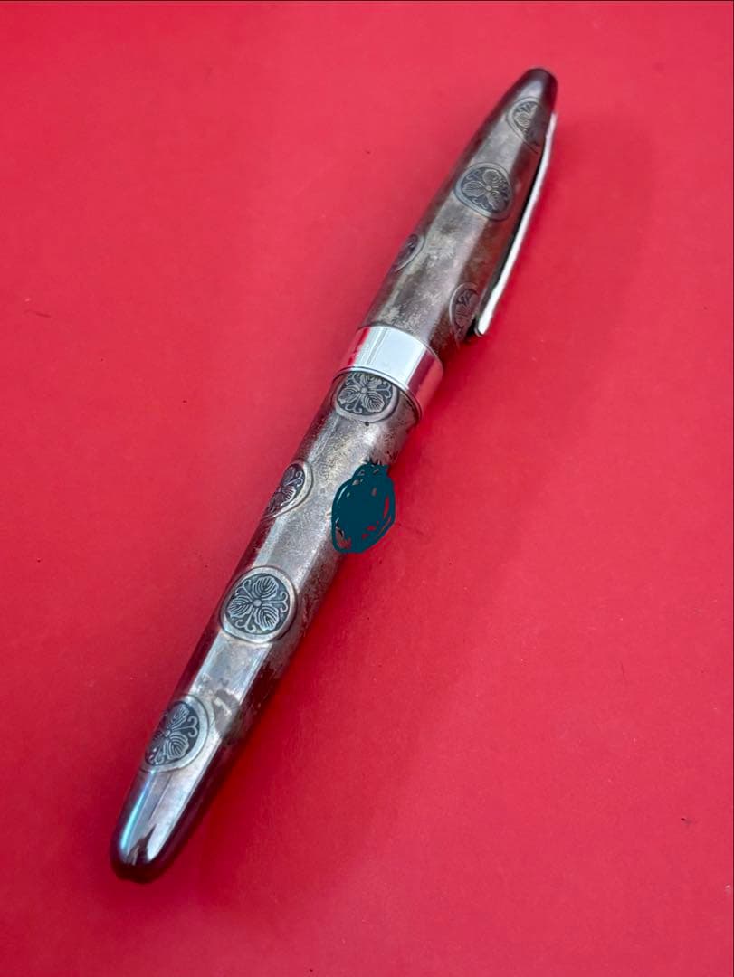 希少 美品 PILOTパイロット 万年筆 スターリングシルバー素材 家紋 18K