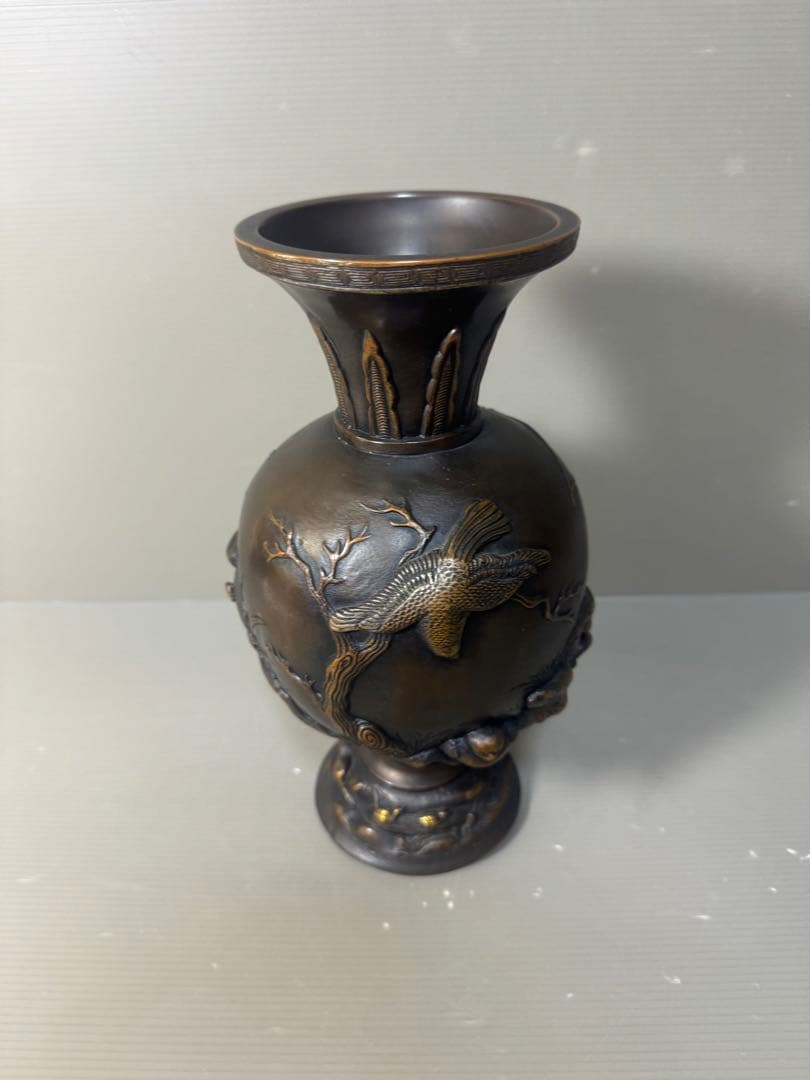 2647 古銅　エビス　花瓶　時代物