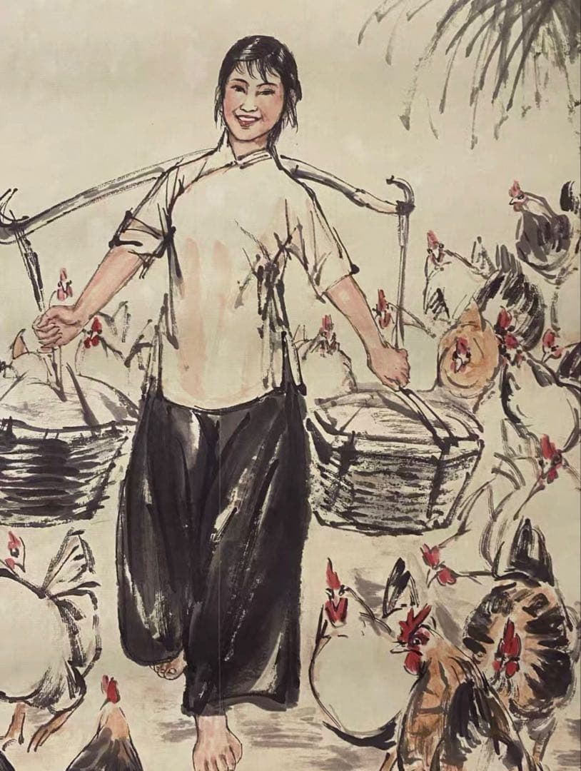 【四条屏】黄冑 風人物図 掛軸セット　宣紙・手工表装　中国画 伝統美術