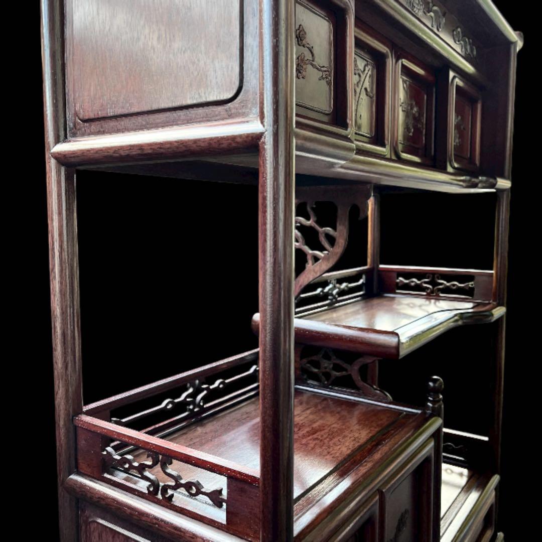 茶箪笥、飾り棚、茶棚、紫檀黒檀、アンティーク、レトロ、和風サイドボード、和食器棚