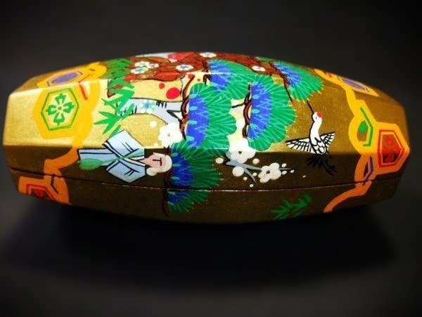 ぶりぶり香合 松鶴高砂絵 祥福 本金箔押 本漆器