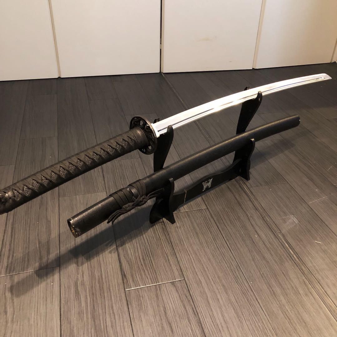 黒　模造刀　樋有刀身　黒拵え　モダン刀