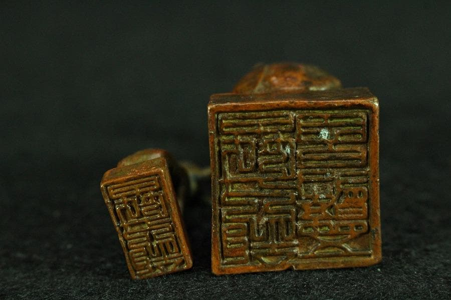 中国美術 鹿親子 印 文房四宝(K-YC533)