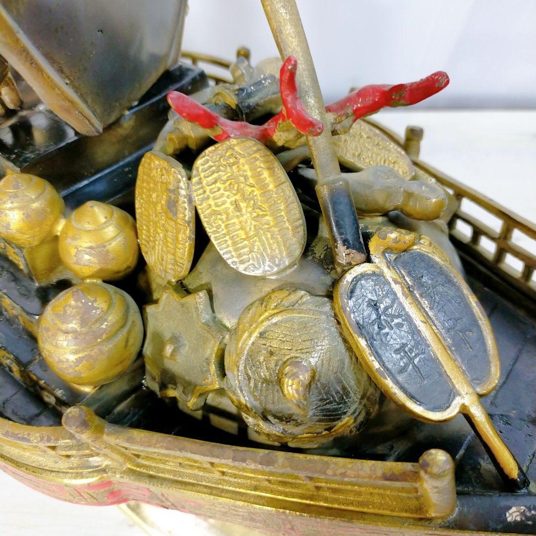 銅製 大型 宝船 寶舟 七福神 置物 オブジェ