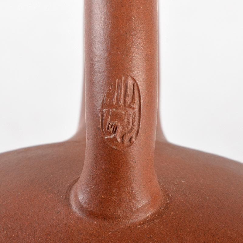 中国　荊渓恵孟臣製　 紫砂　朱泥　漢詩竹文　急須　茶壷　M　R5858