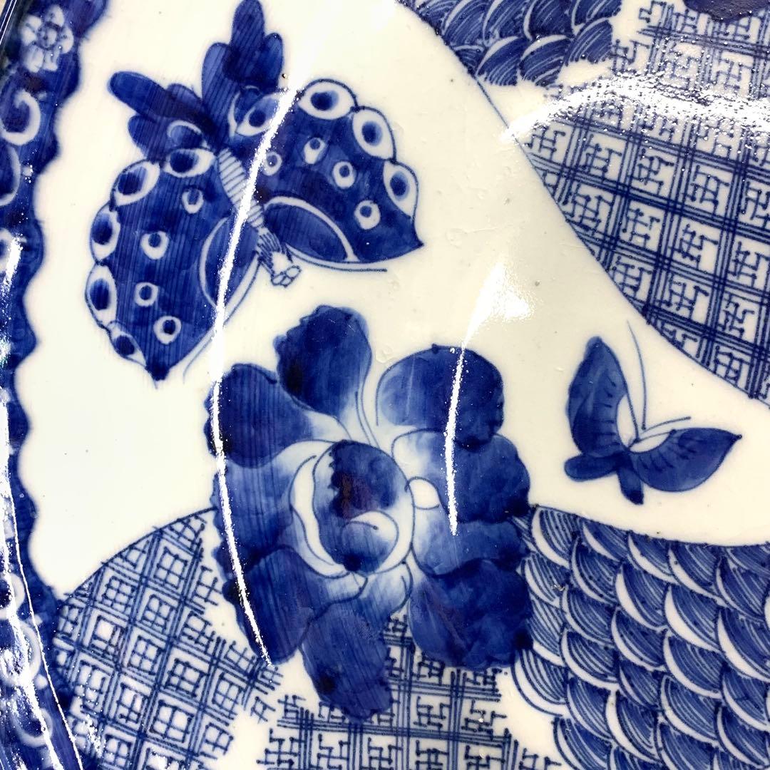 直径 46.6cm ! 大皿 飾り皿 時代物 蝶々 花 昭和レトロ 飾り皿 ③