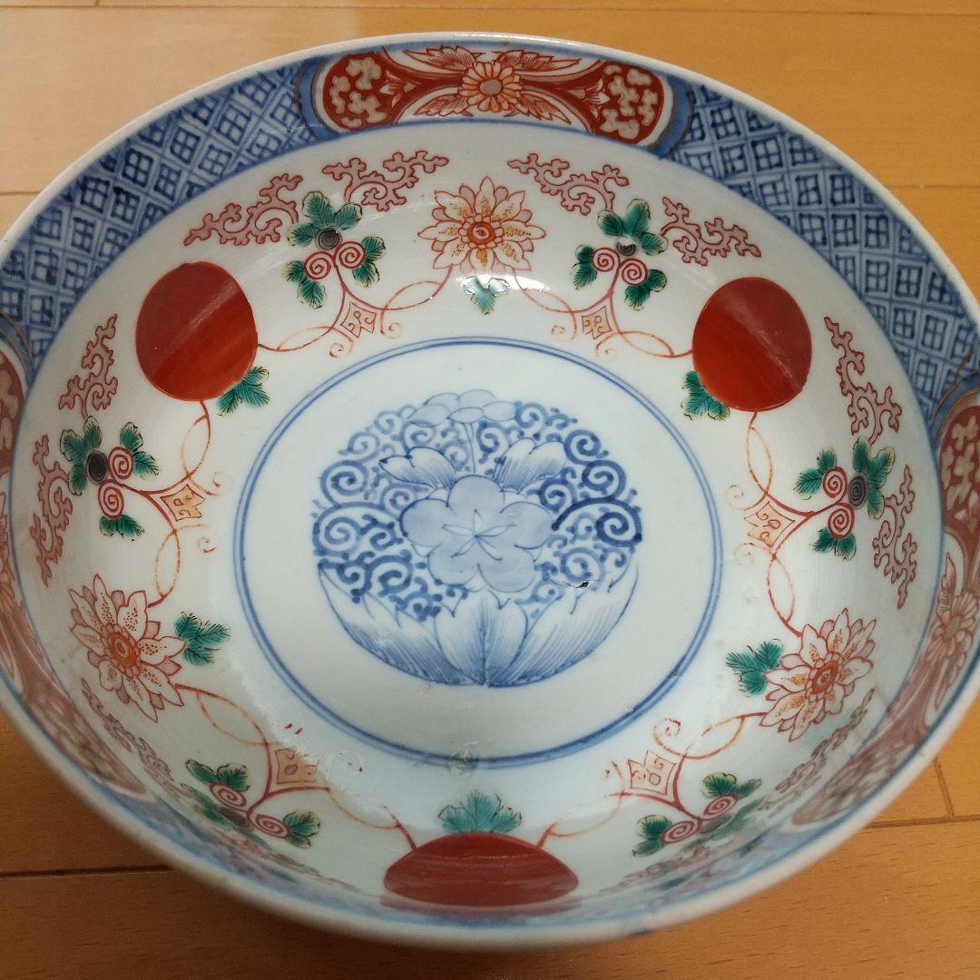 古伊万里、赤玉、金彩、丸鉢、１９センチ