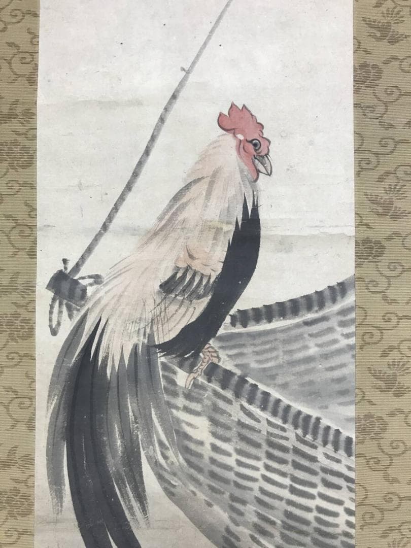 模写/松村呉春/鶏図/トリ図/花鳥図/掛軸☆宝船☆AH-764
