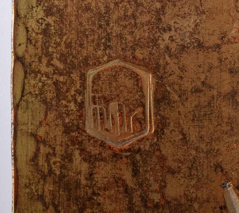 銅製　鎚起銅器　玉川堂造　松葉刻茶合　共箱　漢詩刻茶合　2点　V　R4229