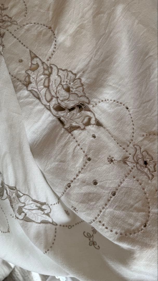 SALE❣️アンティークஐ花柄刺繍の大判クロスஐフランスお買い得