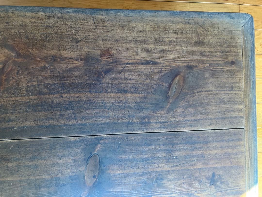 古いテーブル　ねこ足　無垢　古道具