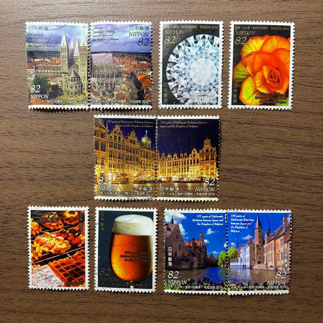 日本の古切手　美しいベルギー　10枚