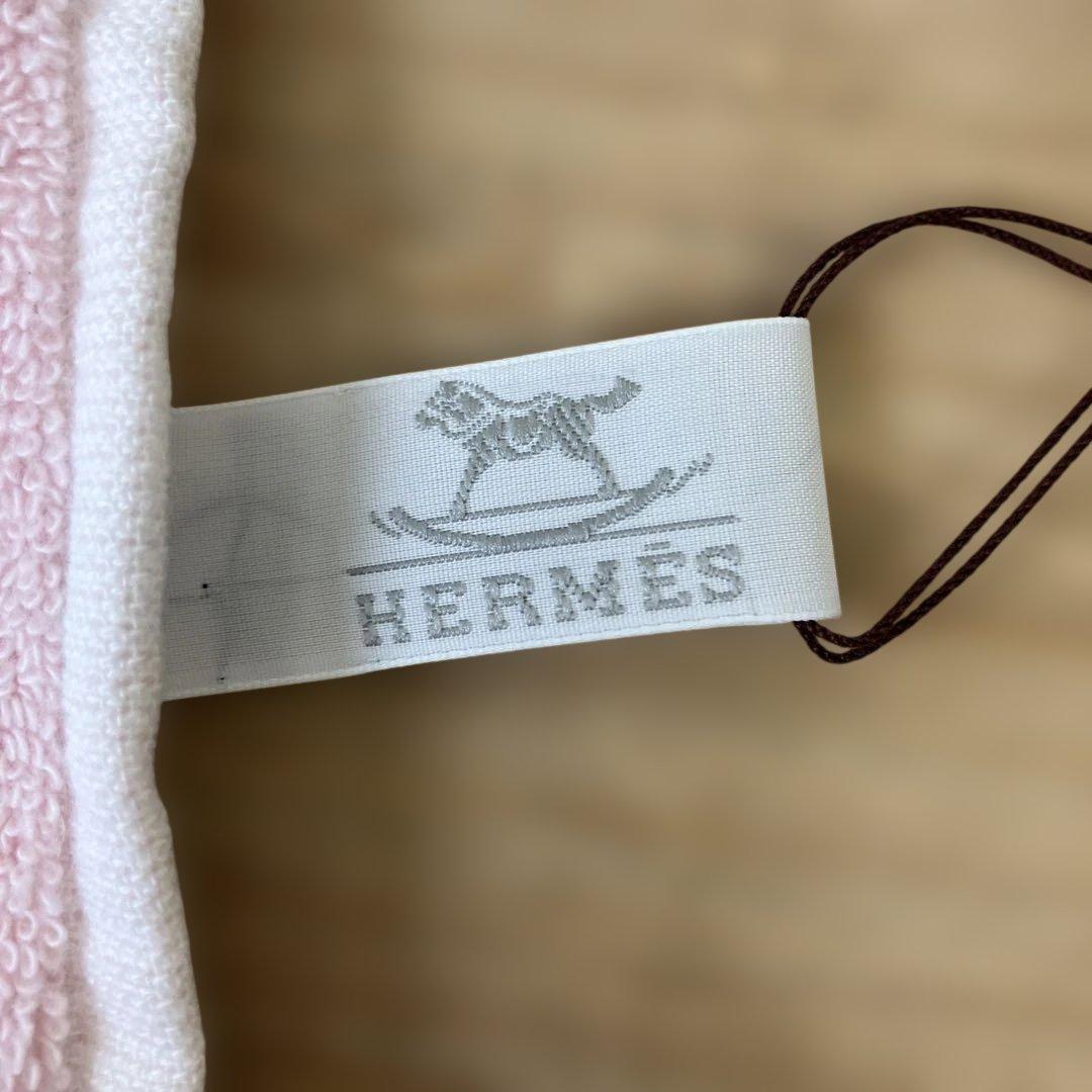HERMES エルメス alalon アヴァロン Hロゴ タオルハンカチ ピンク