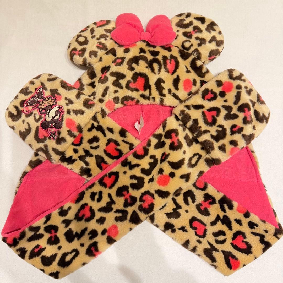 ミニー ヒョウ柄 マフラーキャップ