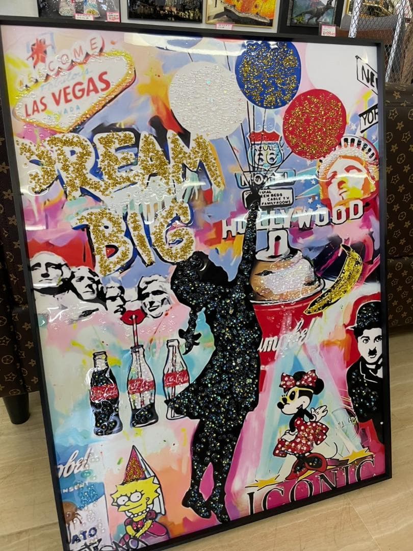 水晶絵　アートパネル　バンクシー　風船と少女　壁掛け　パネル　アート　絵　絵画