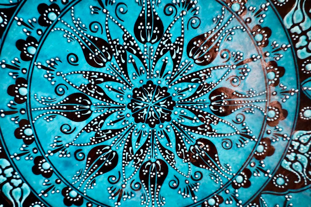 トルコ雑貨・大皿・飾皿【トルコブルー　ターコイズブルー】