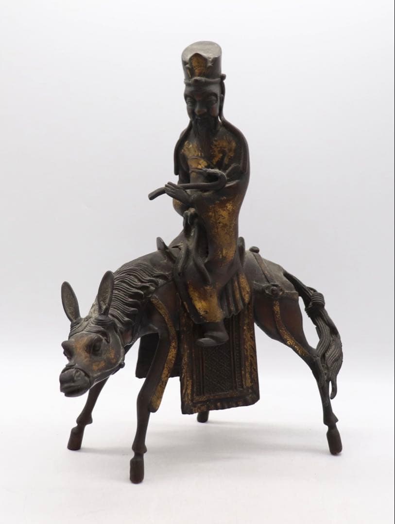 古銅　人物像　溜金　文人像　高さ約30.5cm 送料込み260121