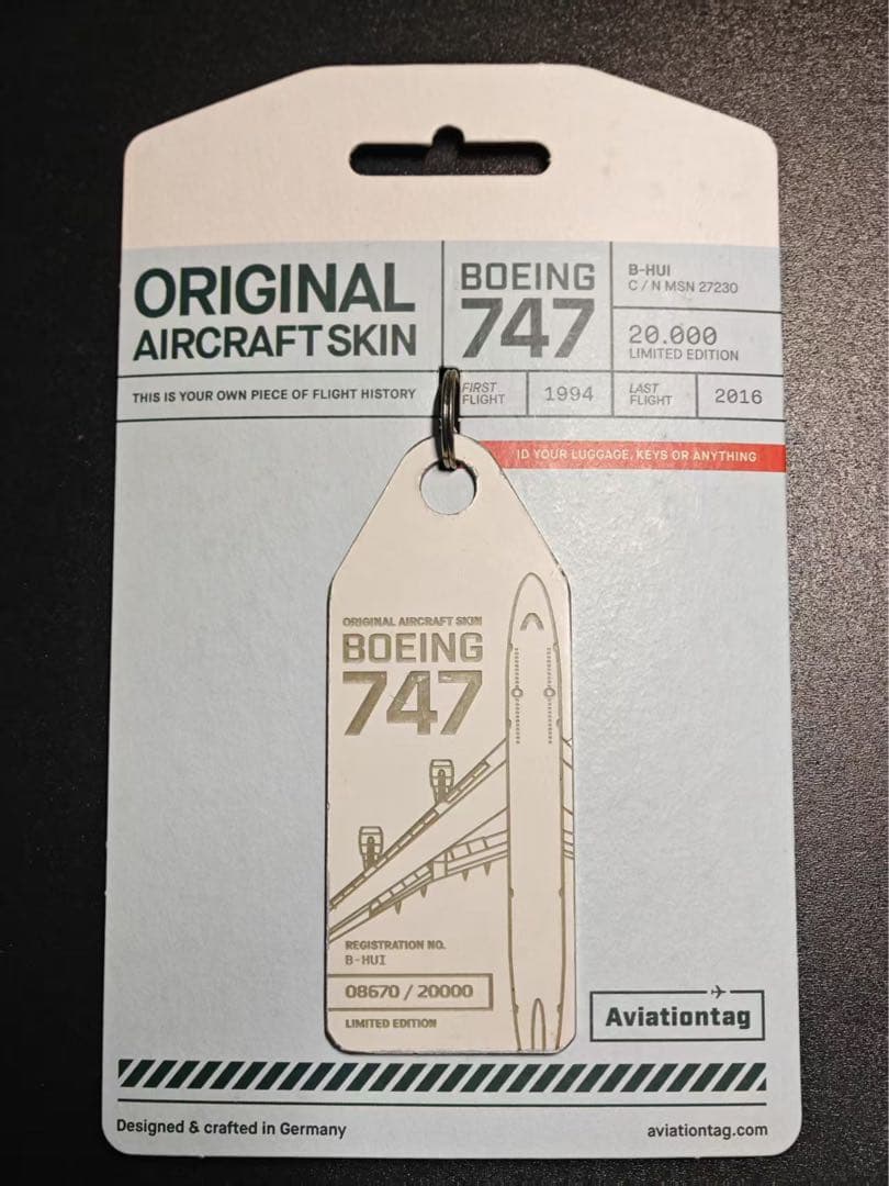 CX B-HUI キャセイパシフィック航空 Aviationtag ホワイト