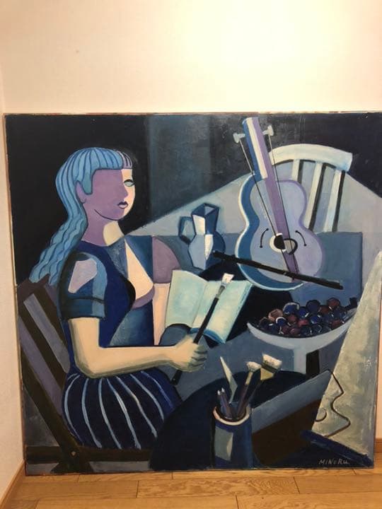 インテリア　絵画 題ー女と静物ー F50号