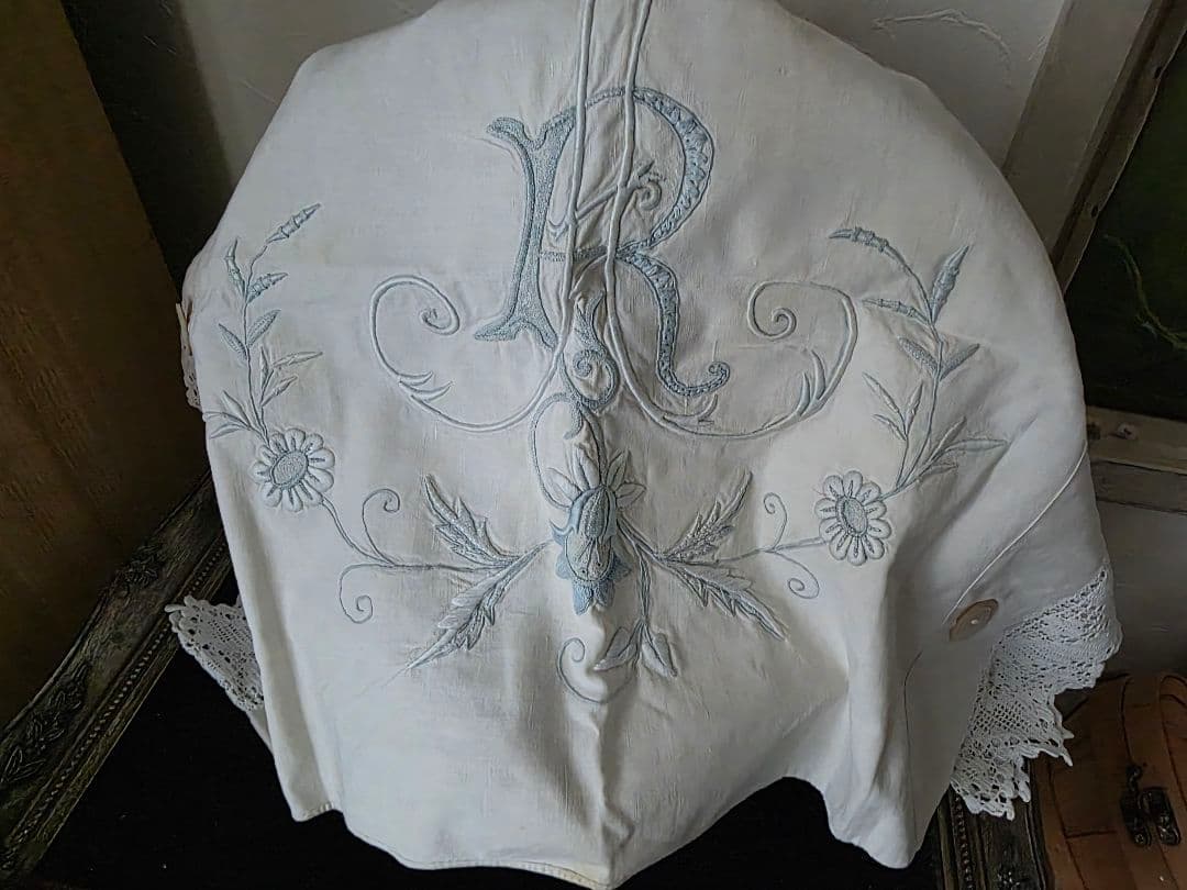 フランスアンティーク　ピローケース　フランスアンティークレース