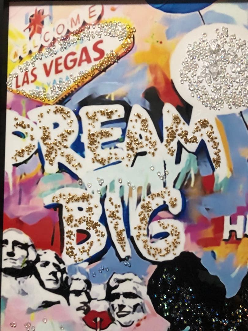 新品未使用 特大レジンアート　水晶レジンパネルアート　バンクシー水晶レジンアート