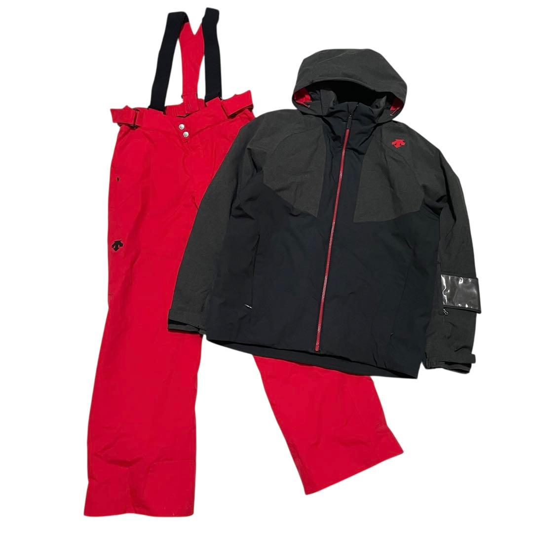 DESCENTE レッド ブラック スキーウェア 上下セット M
