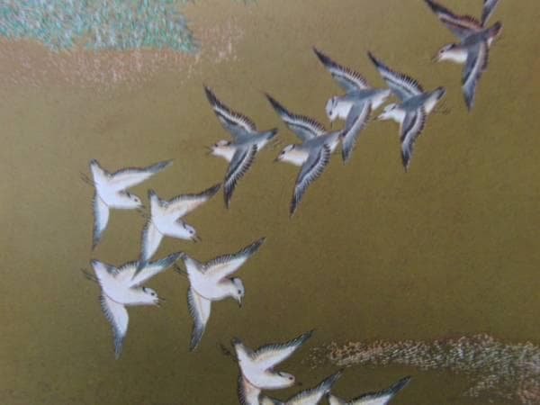 狩野山雪、雪汀水禽図屏風、超希少・大判画集画、新品高級額装付