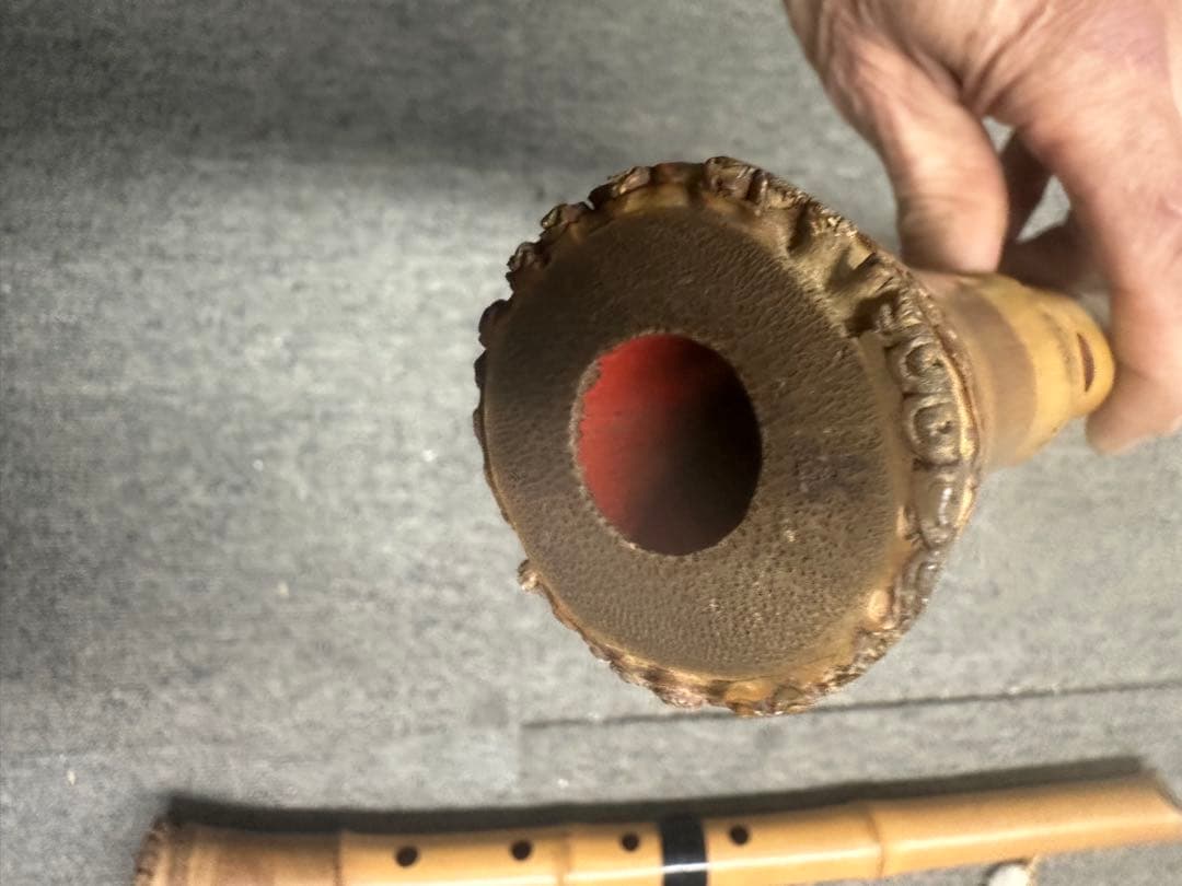 【根竹・風合い良】尺八 竹製 1尺8寸前後 / 和楽器・古管shakuhachi