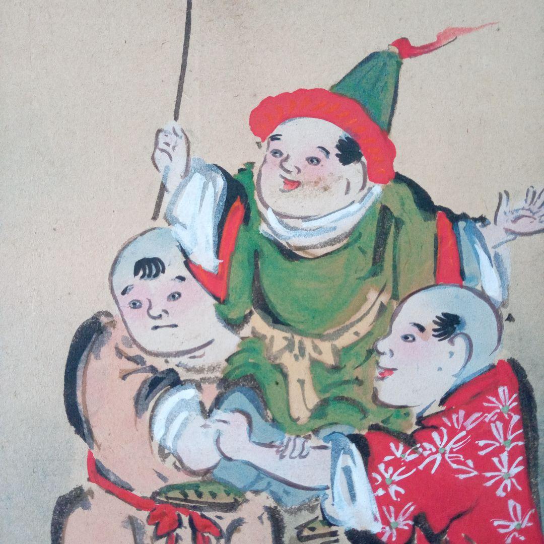 骨董　屏風　唐子　唐子遊図　雛祭り　お雛様　桃の節句　古玩　古美術　肉筆