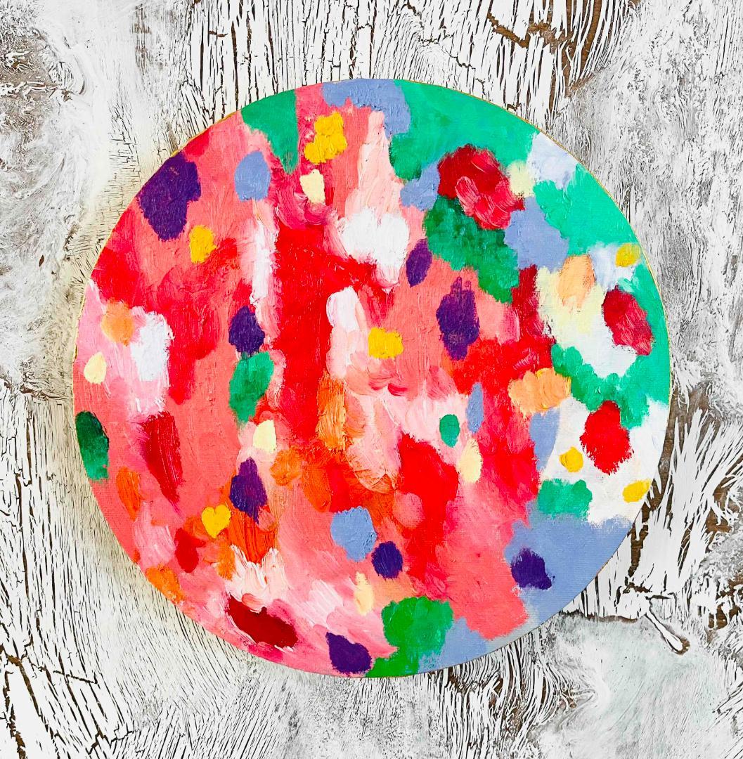 油彩 絵画 『Wild Flowers 2025』丸形 直径25cm 絵画 原画