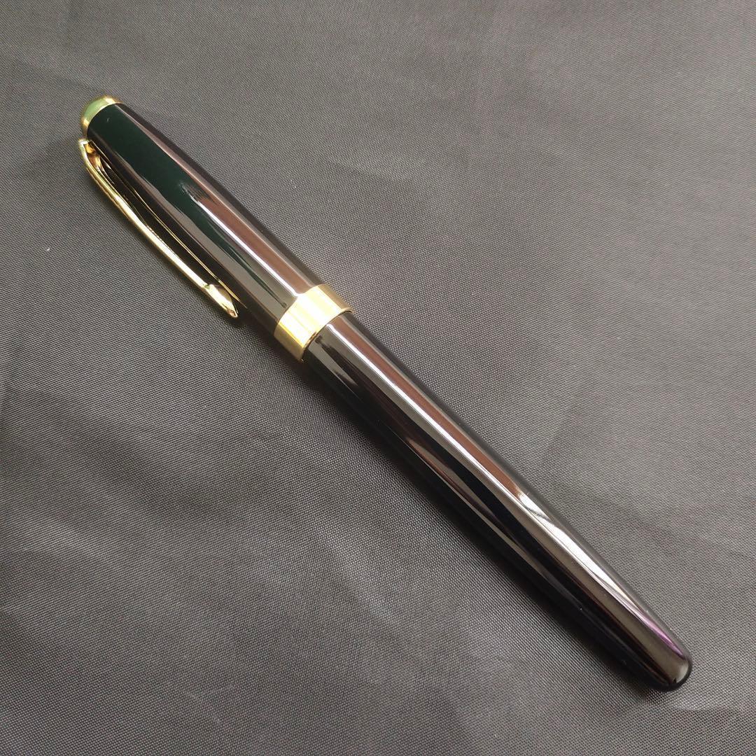 @黒い万年筆 金メッキ装飾67