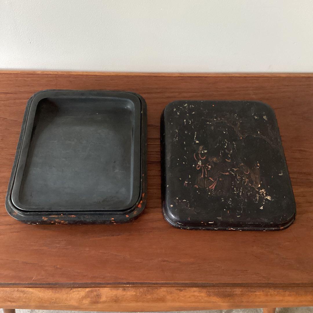 大きな硯と箱　眞彰　共箱付　書道具　蓋付　古硯　中国 時代物