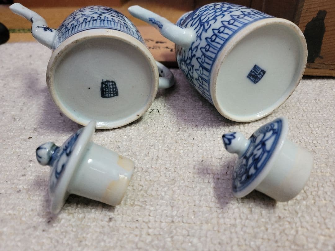 値下限界清朝早い者勝ち文化十七年？入手時箱書きあり　花唐草　江戸期新渡汁次　一対