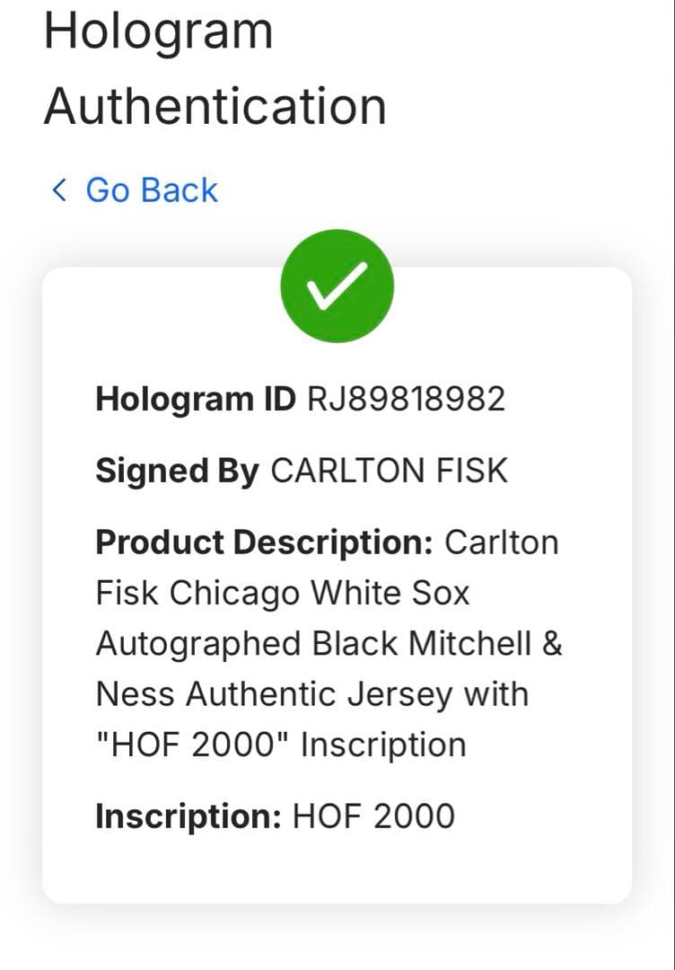 カールトン・フィスク 直筆サイン入り オーセンティックジャージ