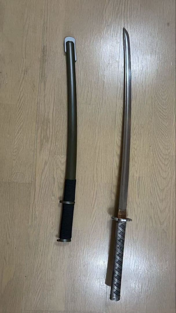 レトロサムライ居合刀模様鋼刃戦争風デコアイテム全長103.5cmデコ・置物両用