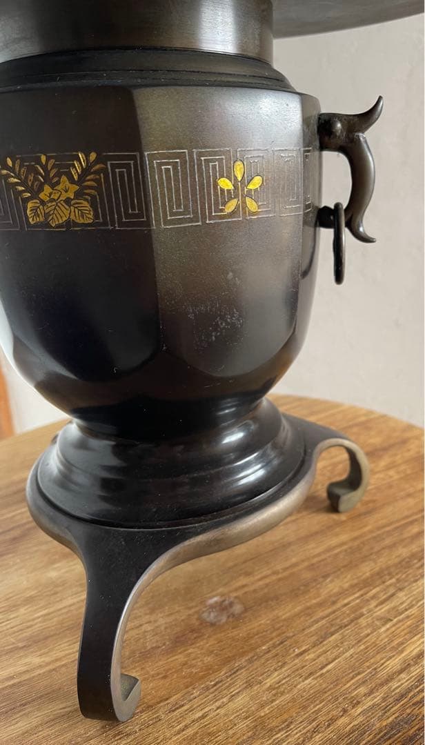 池坊　直径33cm　銅製　尺1　八角雷紋　薄端