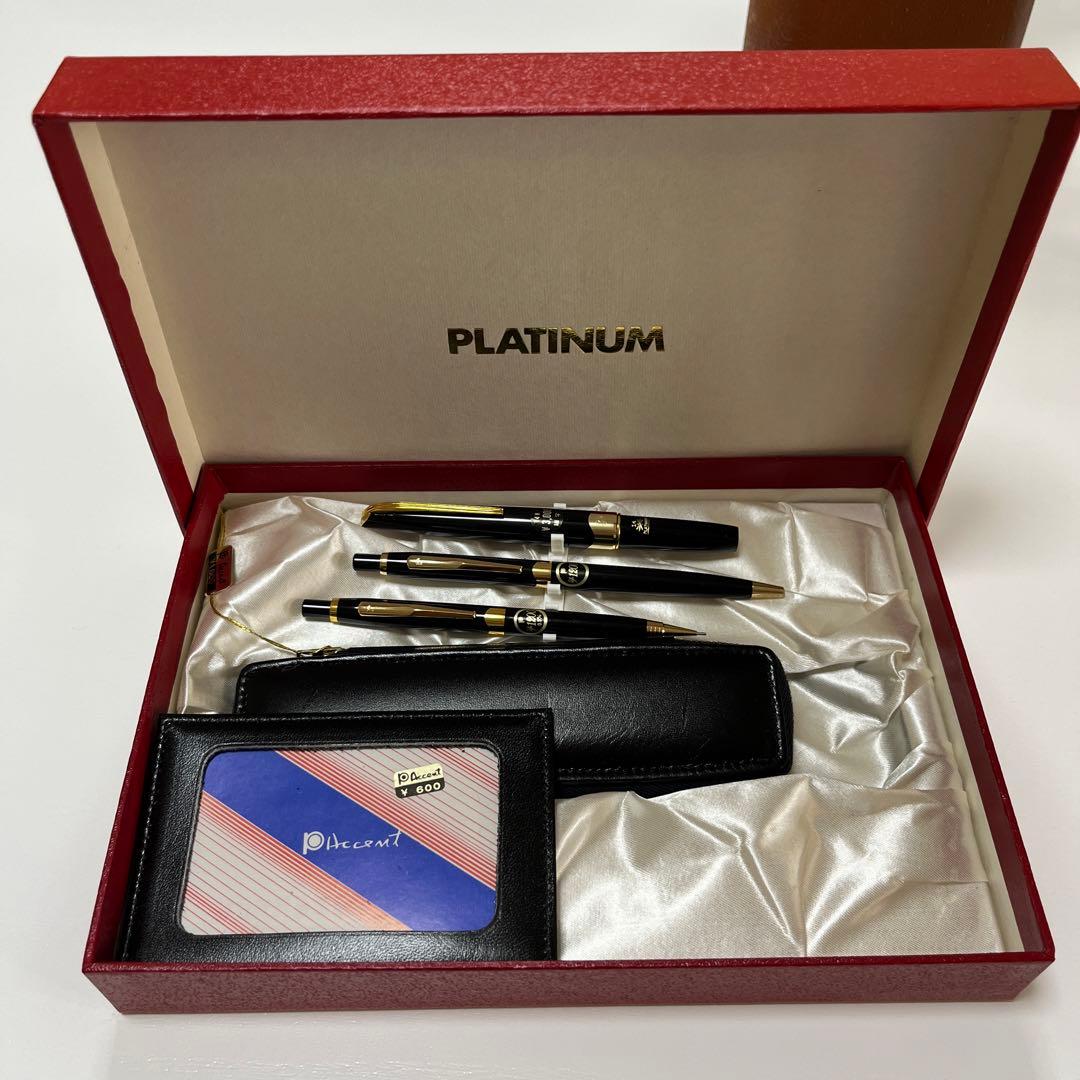 新品 レトロ PLATINUM プラチナ 万年筆 14k シャーペン ボールペン