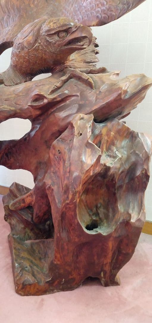 【引き取り希望】 木彫り 鷹の置物 レトロ アンティーク 飾り物 大型