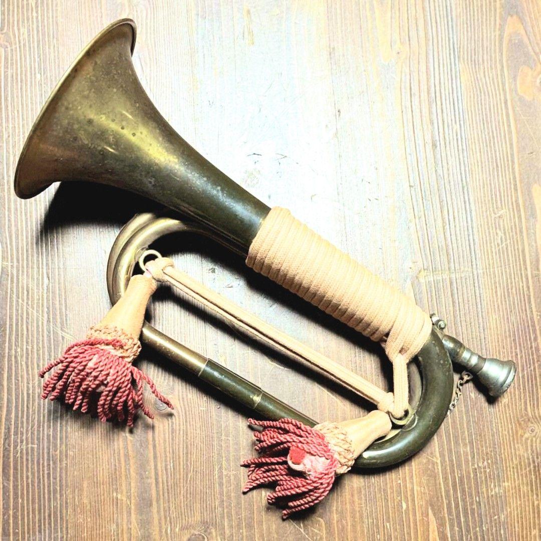 【当時物】旧日本軍・軍隊ラッパ（喇叭）信号ラッパ・突撃ラッパ 二巻④【紐状態良】