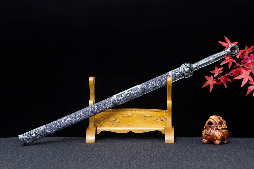 古兵器 武具　刀装具　日本刀　模造刀 居合刀 青隠環首幅刃唐剣