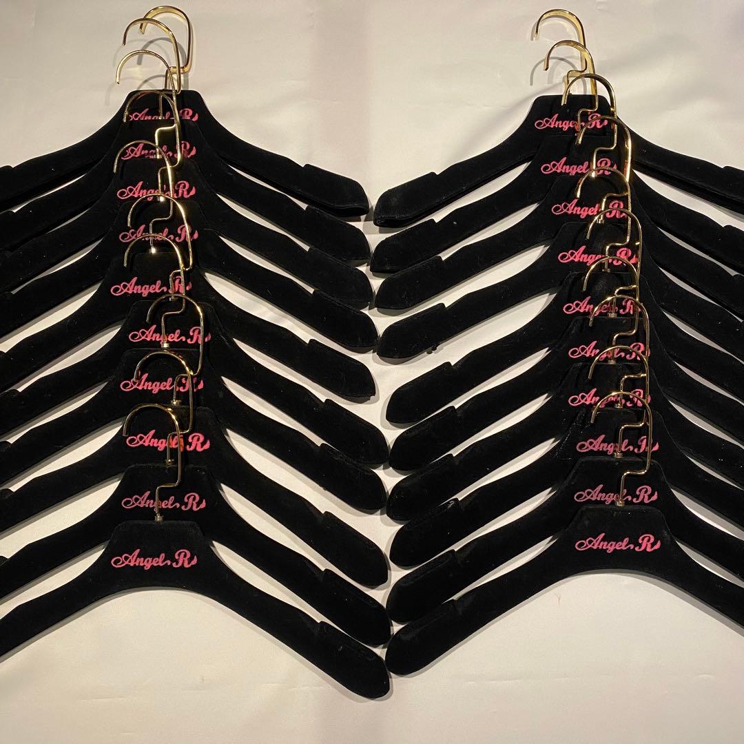 AngelR　ベルベットハンガー　ドレスハンガー　衣装掛け　20個セット　黒×金