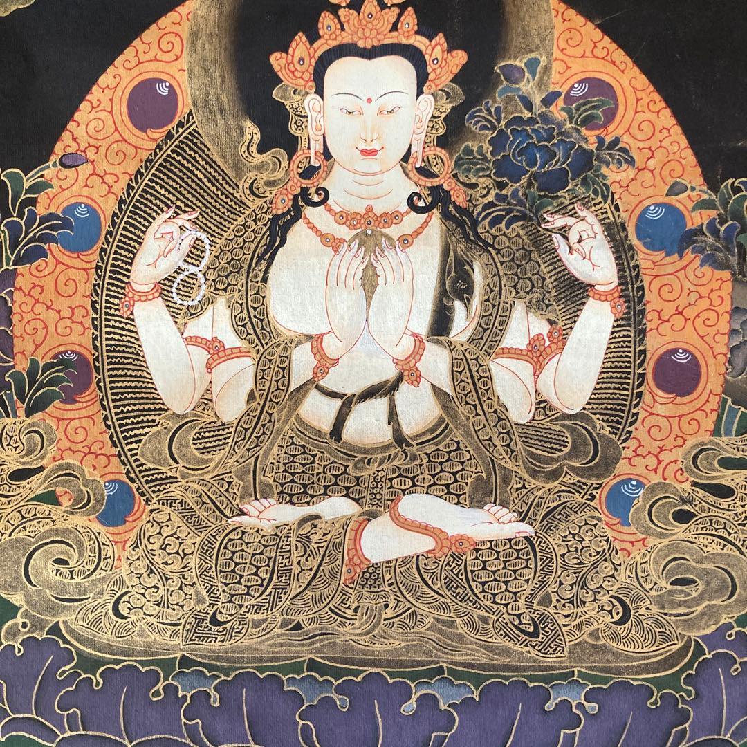 ホワイトターラ　菩薩　タンカペイント