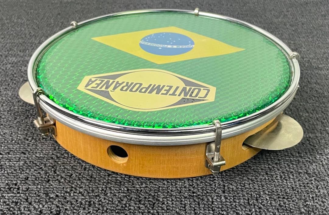 ●CONTEMPORÁNEA パンデイロ ブラジル 国旗柄 22cm 8インチ●