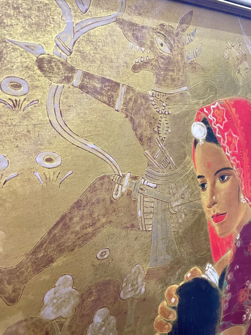 石踊紘一『パドマ (蓮華)』30号 油彩 日本画 額装済み インド美人 蓮の花