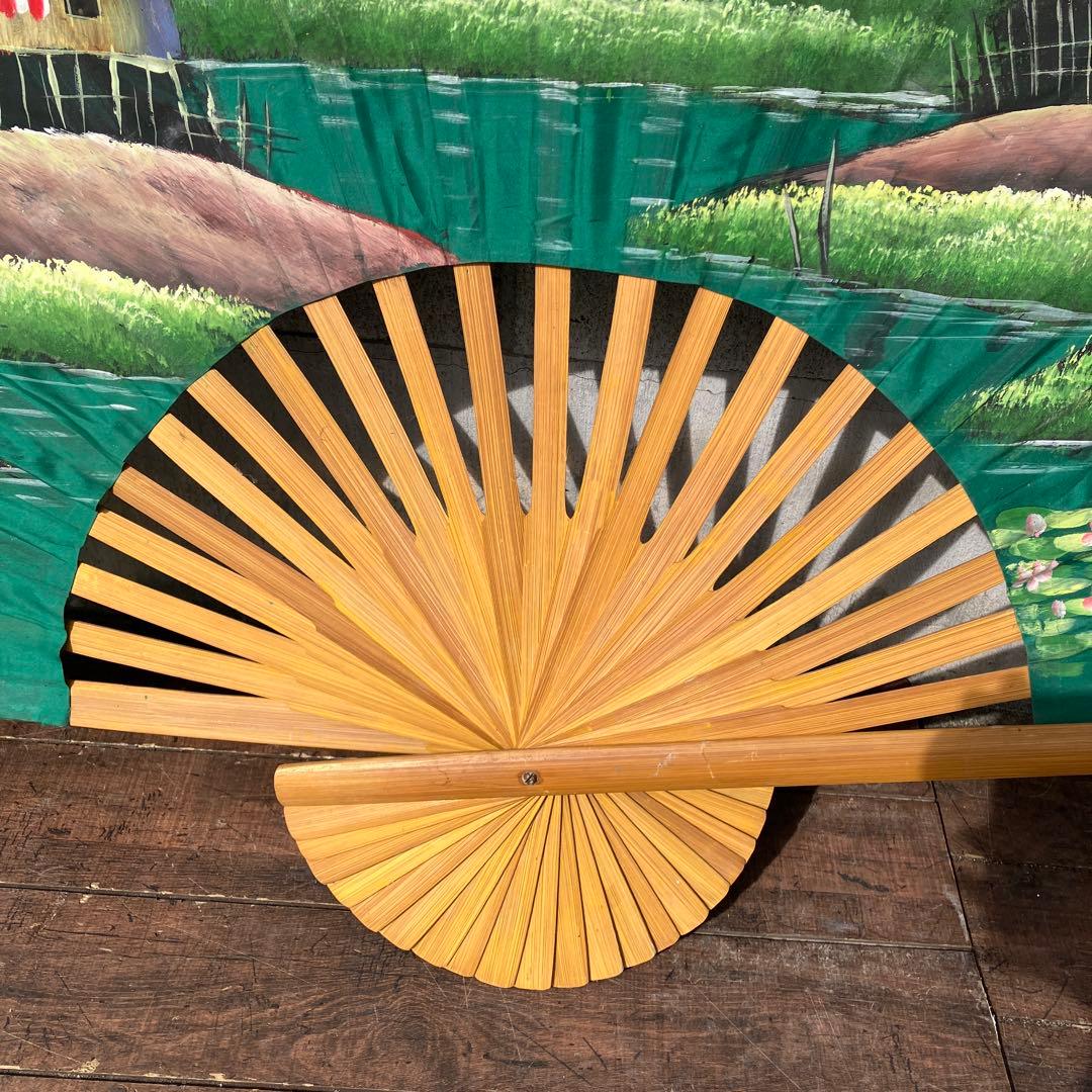 扇 飾り扇子 巨大扇子 壁掛け インテリア 飾り扇 風景画 レトロ 絵画