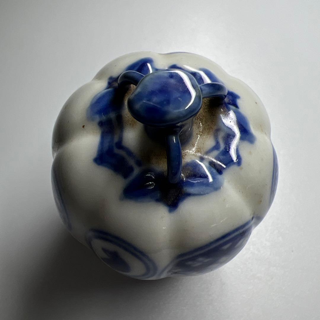 中国古玩　五良大甫呉祥瑞造　丸紋香合　木箱付　高さ約6㎝　東Y8-0109☆2F