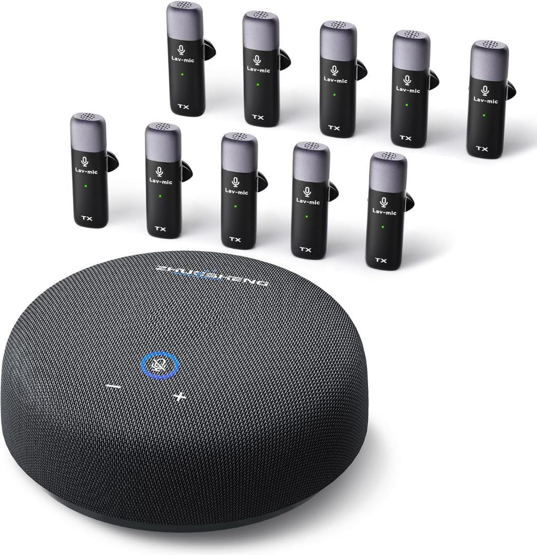 会議用マイクスピーカー全指向性集音ラベリアマイク10本付 web会議360°集音