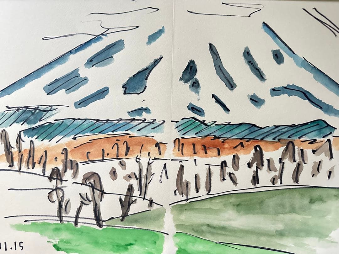 超限定9月9日20時迄‼️真作カムイ坂本直行「羊蹄山神威岳」水彩画　日付署名証明書