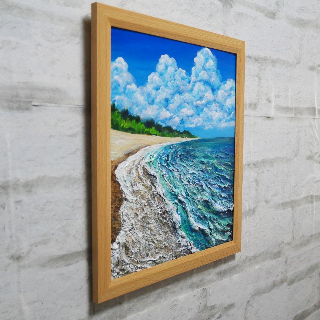 油絵 油彩 油彩画 絵 絵画【真夏の海と砂浜】